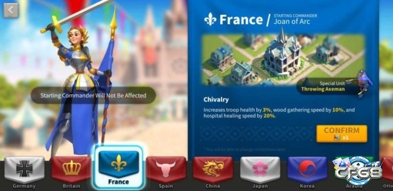 Lựa chọn Anh hoặc Trung QUốc là cách chơi Rise of Kingdoms khá hay