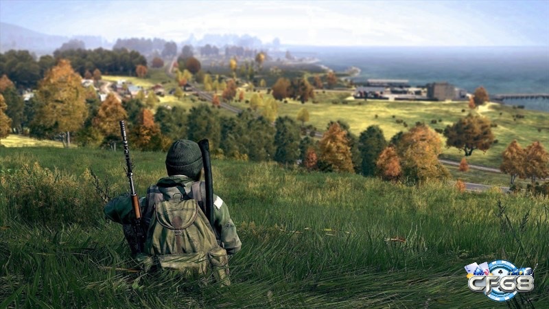 Cảnh sinh tồn căng thẳng trong DayZ với thế giới mở rộng lớn và cơ chế gameplay thực tế khắc nghiệt