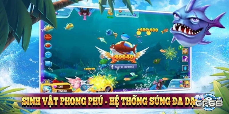 Đa dạng súng và sinh vật trong game giúp trải nghiệm săn cá thêm phần hấp dẫn và thử thách liên tục