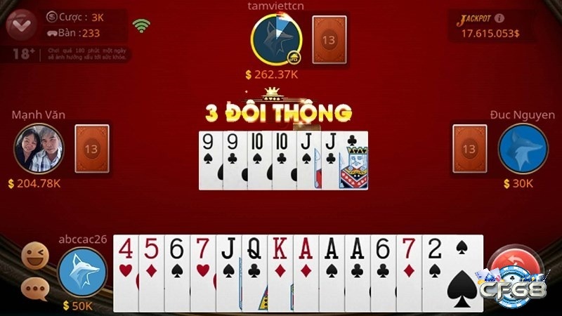 Tổ hợp 3 đôi thông trong tiến lên miền nam