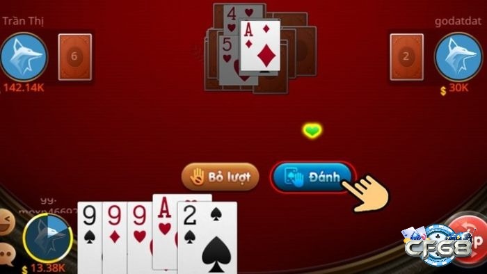 A♥ chặn A♦ theo quy định giá trị chất trong luật đánh bài tiến lên miền nam