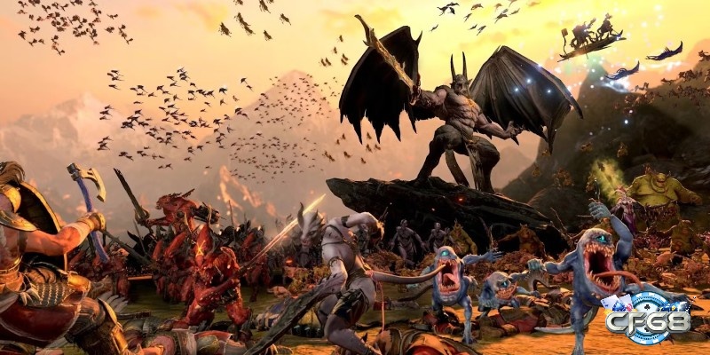 Trận chiến quy mô lớn giữa các phe phái thần thoại trong thế giới Warhammer