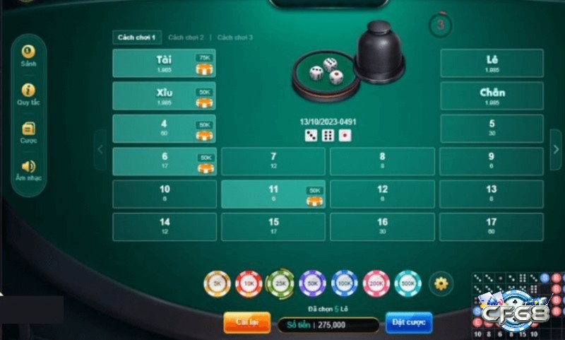 Các cửa Tài/Xỉu, tổng, số, cặp, bộ ba có tỉ lệ khác nhau, cân nhắc lợi nhuận rủi ro