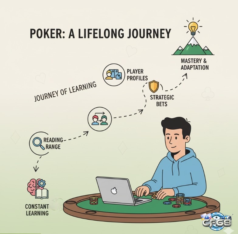 Người chơi Poker không ngừng học hỏi, rèn luyện cách đọc bài poker và chiến thuật để thấu hiểu ván bài, đưa ra quyết định tối ưu