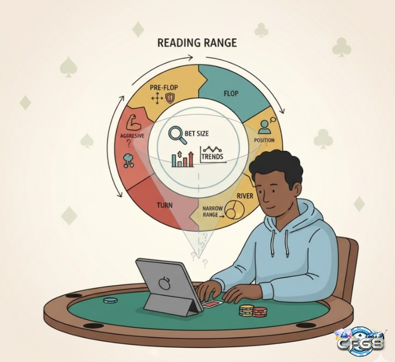 Người chơi Poker phân tích chuỗi hành động đặt cược của đối thủ để giải mã ""range"" bài, đưa ra quyết định tối ưu