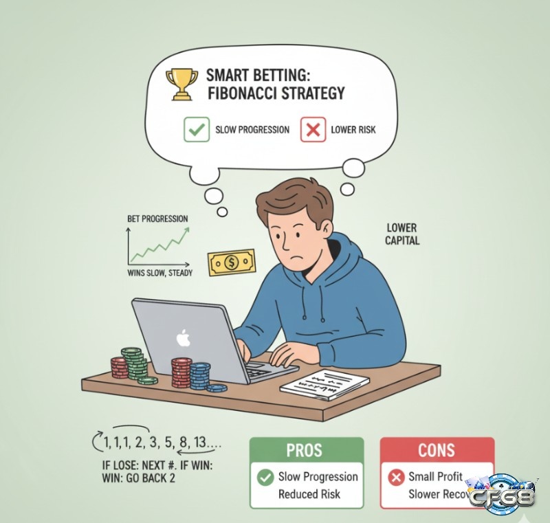 Người chơi áp dụng chiến thuật Fibonacci để quản lý cược, giảm rủi ro cạn kiệt vốn