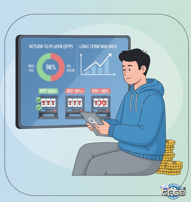 Người chơi casino tìm hiểu và ưu tiên các game slot có tỷ lệ RTP cao để tối ưu lợi nhuận trong công thức tính xác suất trong casino