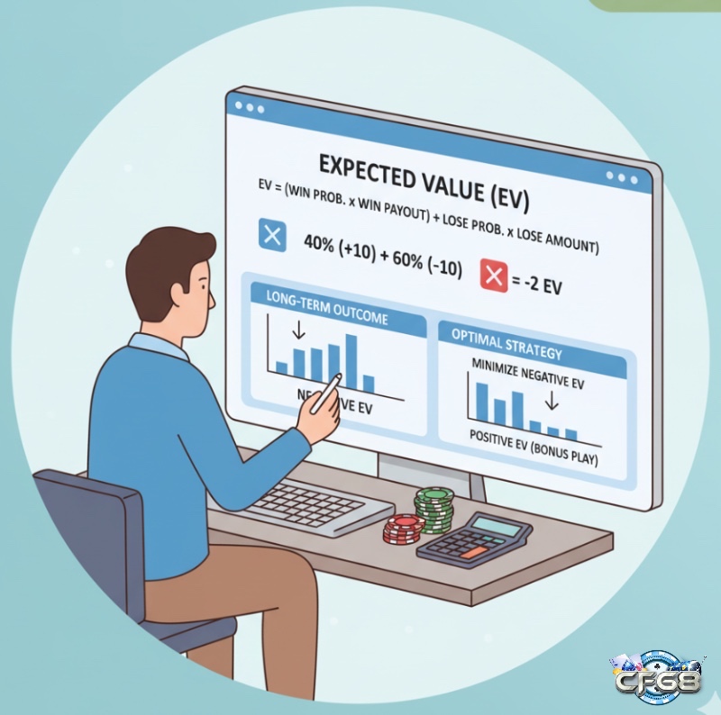 Người chơi chuyên nghiệp tính toán và áp dụng công thức Expected Value (EV) để đánh giá chiến thuật