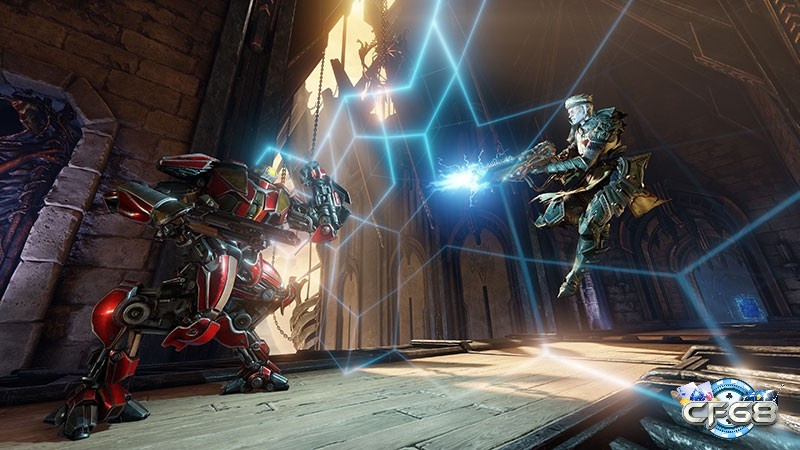 Game Quake Champions có đồ họa đẹp mắt được xây dựng theo hướng hiện đại nhưng đầy u ám