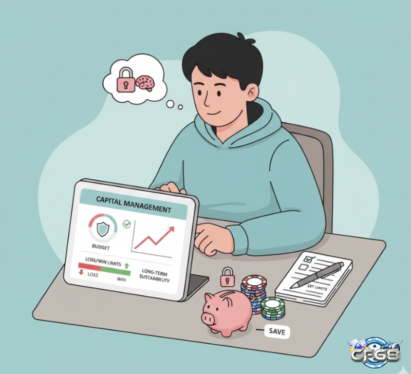 Người chơi lập kế hoạch ngân sách và giới hạn thua/thắng để quản lý vốn bền vững khi chơi cá cược