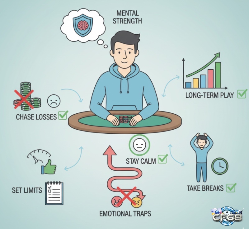 Người chơi Roulette duy trì tâm lý ổn định và kiểm soát cảm xúc để tránh cạm bẫy khi chơi cá cược