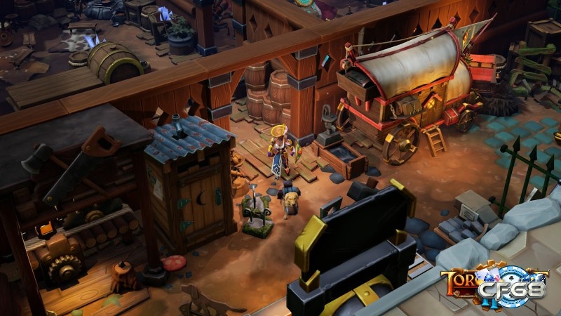 Khung cảnh Novastraia rực màu, gợi đúng tinh thần steampunk của series game Torchlight III