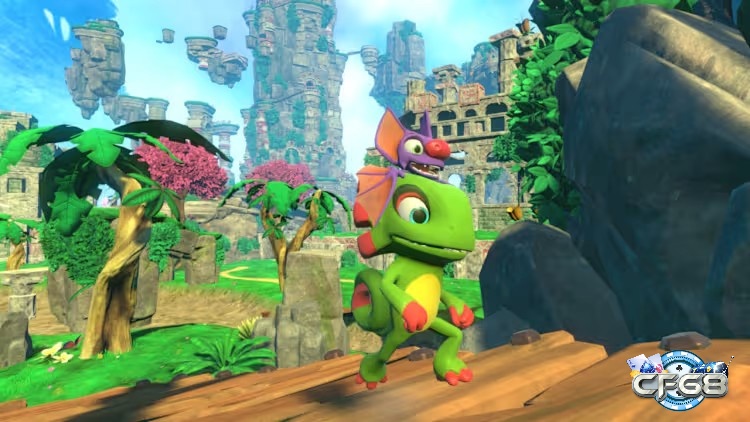 Khung cảnh đồi xanh và dòng sông sáng trong một thế giới sách