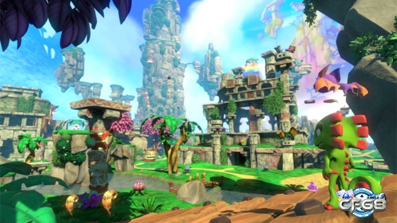 Nhân vật đứng trước một ngã rẽ với nhiều hướng đi và vật thể tương tác