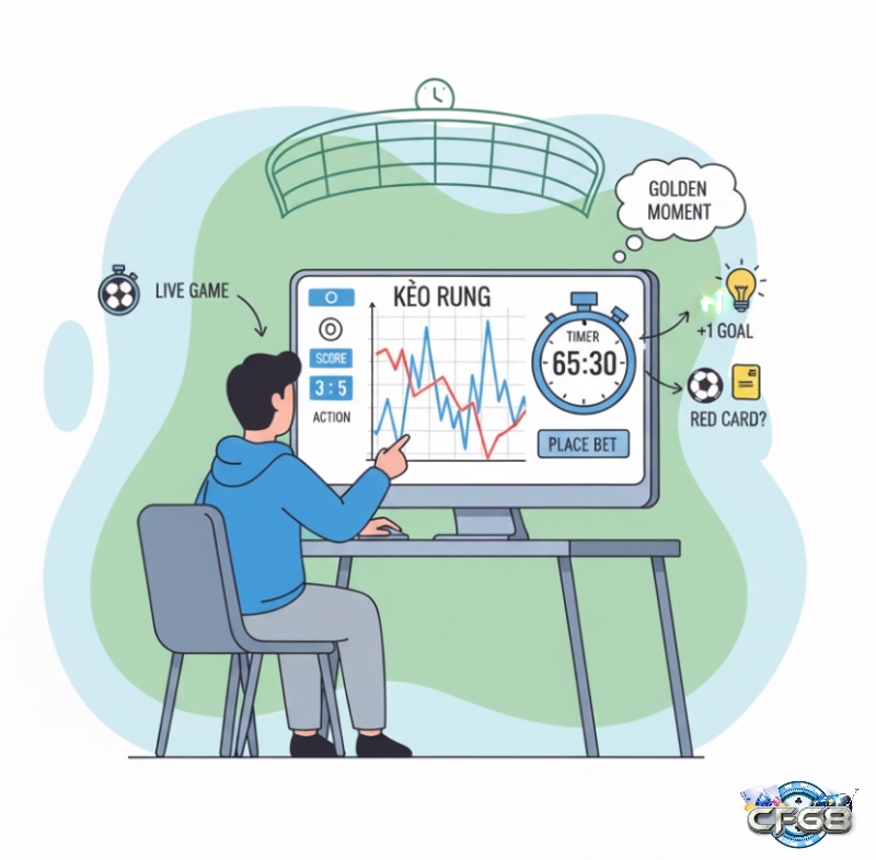 Người chơi cá cược sử dụng đồng hồ bấm giờ và các chỉ số trận đấu để nắm bắt thời điểm vàng khi bắt kèo rung