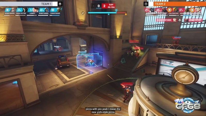 Trận đấu 5v5 trong game Overwatch 2 với đội hình chỉ có một tank