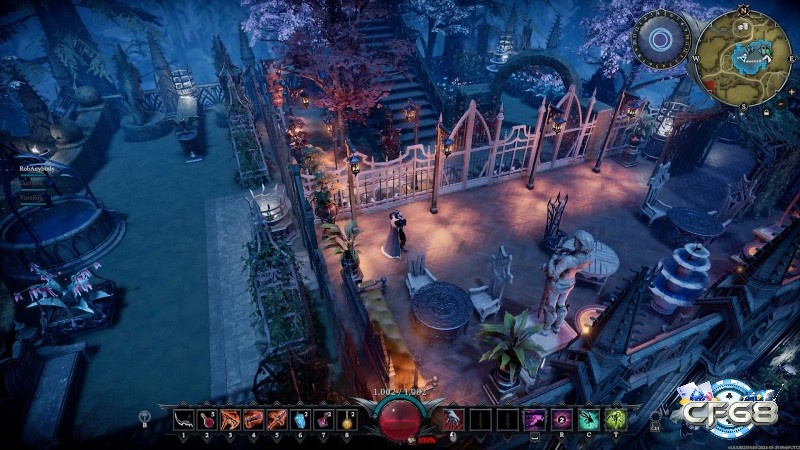 Nội thất lâu đài trong V Rising với khu chế tạo và trang trí ánh nến