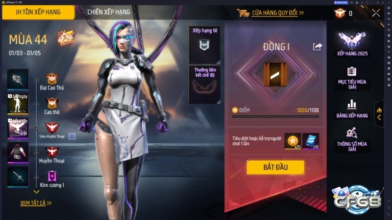 cách leo rank Free Fire qua hệ thống xếp hạng và điểm trận đấu