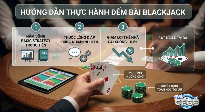 Quy trình 3 bước cốt lõi, nắm vững Basic Strategy Blackjack, áp dụng nhuần nhuyễn chiến thuật tối ưu giảm lợi thế nhà cái 0.5%