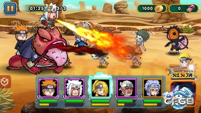 Đồ họa 2D của Naruto Đại Chiến khi các nhẫn giả tung chiêu